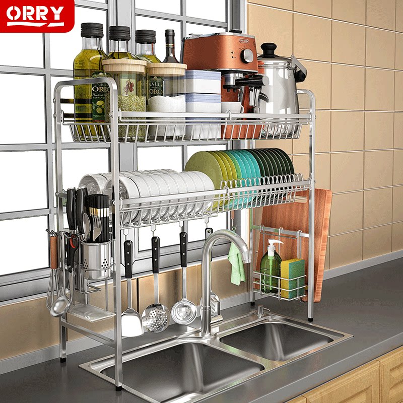 304 stainless steel sink rack dish chopsticks storage rack sink drain rack cupboard home kitchen 2 floors