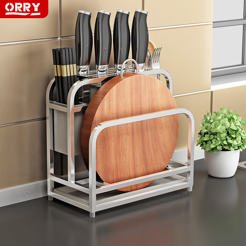 Stainless steel knife holder rack chopping board rack cutting board rack put knife storage rack chopsticks rack kitchen supplies drain rack