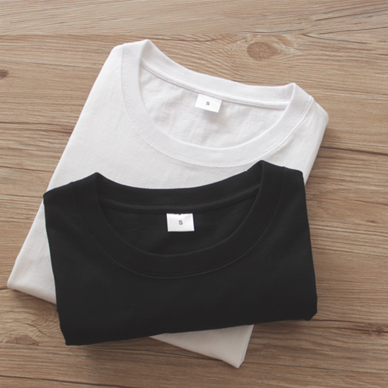 (Buy One, Get One Free) 260g Japanese Heavyweight Pure Cotton Thick Short-Sleeved Pure White Crew Neck Unisex T-Shirt Base Layer