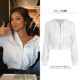 European and American white short sweater women's cardigan spring and autumn thin section hoodie jacket solid color casual coat ins super hot