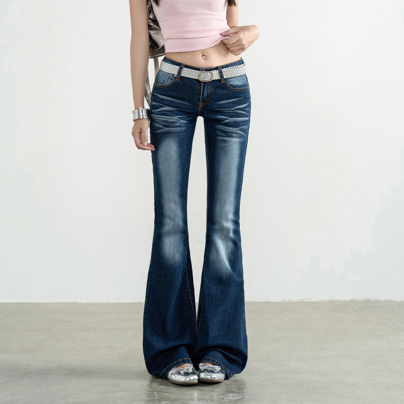 Tgxq Nostalgic Blue Washed Jeans for Women 2026 New Style Hot Girl Retro Slim Fit Stretch Low-Waist Flared Pants Tgxq Nostalgic Blue Washed Jeans for Women 2026 New Style Hot Girl Retro Slim Fit Stretch Low-Waist Flared Pants
