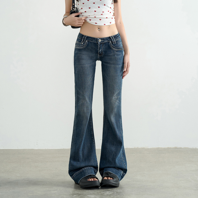Tgxq Yi Mengling Style Low-Waist Jeans for Women 2026 New Retro Dark Blue Hot Girl Stretchy Flared Pants Tgxq Yi Mengling Style Low-Waist Jeans for Women 2026 New Retro Dark Blue Hot Girl Stretchy Flared Pants