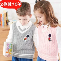 Áo vest nam nam len nữ đan len phiên bản Hàn Quốc của bé trai cotton mùa thu đông mặc cùng áo len dày nhung cửa hàng quần áo trẻ em