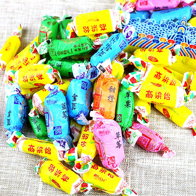 Sorghum jelly gummy net red authentic sorghum jelly drawing candy Shandong specialty blueberry apple flavor fruit candy snacks