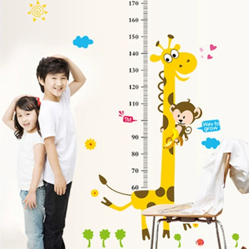 Мультяшный детский ростомер, съемная детская наклейка на стену, самоклеющиеся обои