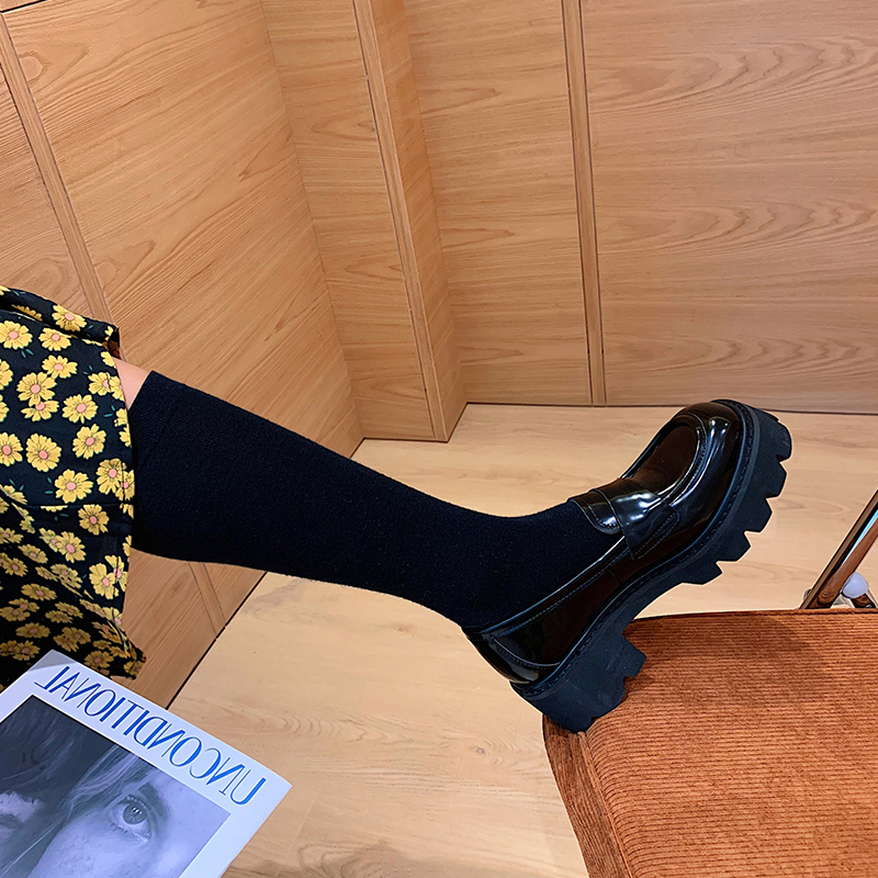 2021 New Mary Treasures Thick Sole Shoes Woman Coarse Heel Soft Bottom Retro Small Leather Shoes 100 Hitch Cake Dolls Big Heads Single Shoes