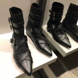 Martens, шерстяные короткие сапоги на плоской подошве с острым носком с заклёпками, осенние эластичные носки, коллекция осень 2020 года, европейский стиль, регулируемый ремешок