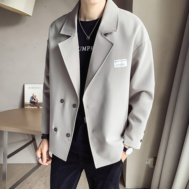 Label suit Men's spring and Autumn slim youth loose ruffian handsome suit new top Korean version of the trend casual jacket