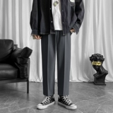 Осенние штаны, трендовые тонкие повседневные брюки, свободный прямой крой, оверсайз, в корейском стиле