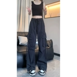 Демисезонные штаны, трендовые повседневные брюки, в американском стиле, свободный прямой крой