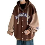 Демисезонная толстовка с капюшоном с молнией, ретро кардиган, куртка для отдыха, в американском стиле, оверсайз