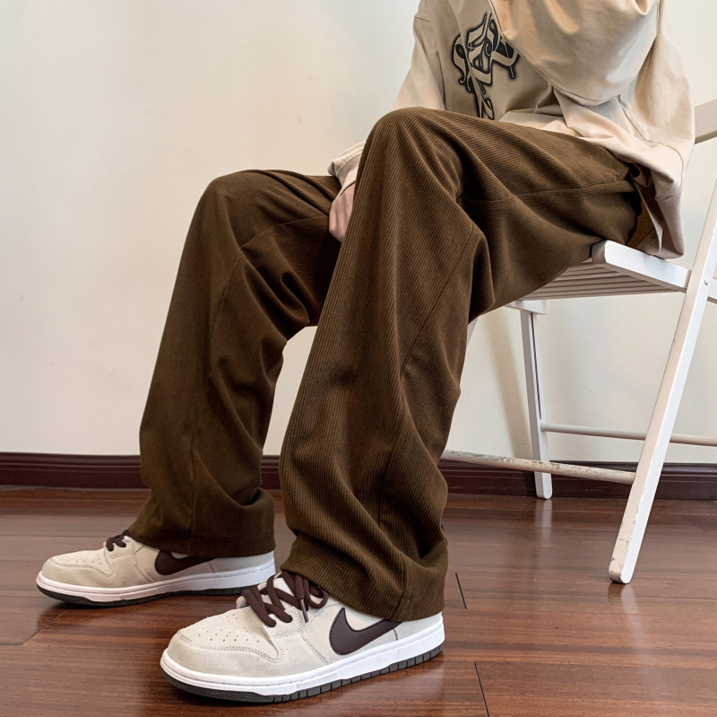 Corduroy Pants for Men, Spring/Summer 2026, American Retro Trendy Brand, Casual Long Pants, Youth, Plus Size, Straight-Leg, Floor-Length Pants