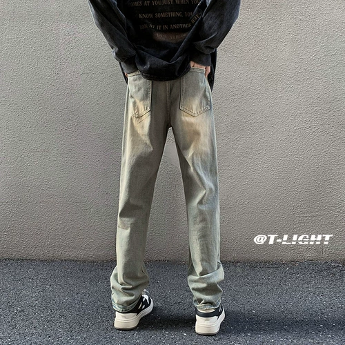 Демисезонные осенние джинсы, штаны для влюбленных, в американском стиле, размер, свободный прямой крой