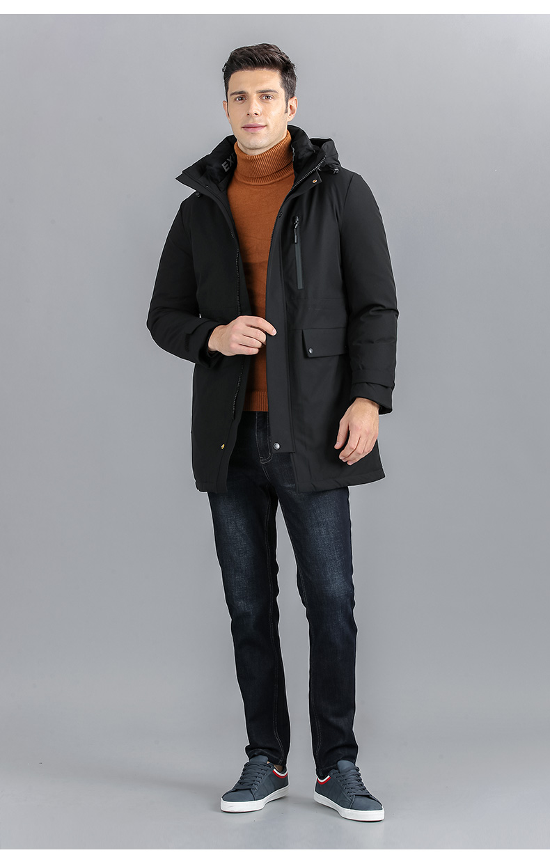 红豆 男士 中长款 连帽加厚羽绒服 图8