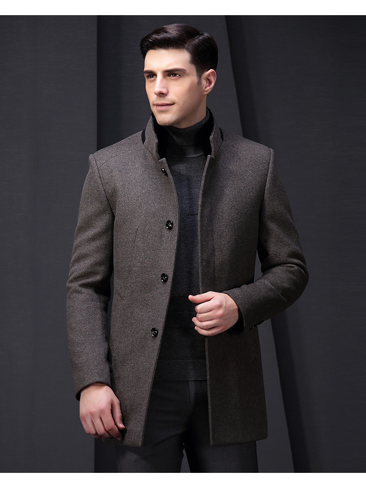Hodo / Red Bean Men Woolen Winter Men Rex Rabbit Fur Cổ áo tay áo lạc đà Áo khoác len nam 2098 áo Vest dạ nam