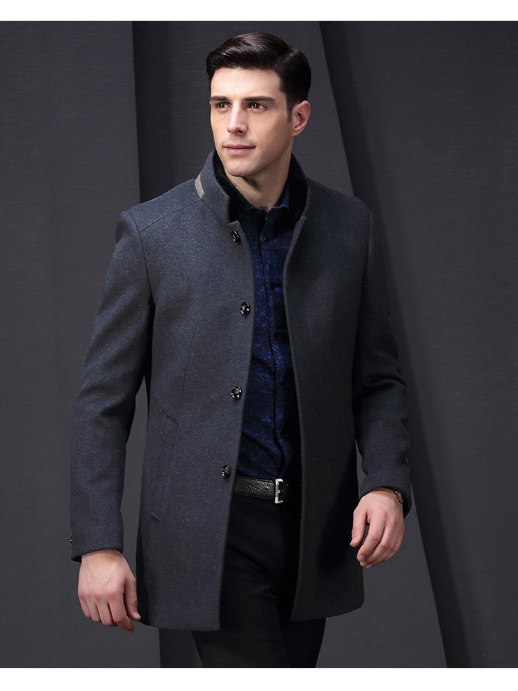 Hodo / Red Bean Men Woolen Winter Men Rex Rabbit Fur Cổ áo tay áo lạc đà Áo khoác len nam 2098 áo Vest dạ nam