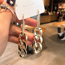 S925 silver needle Korean version 2020 new real gold electroplating personality exaggerated dual-purpose chain ear wire stylish and simple 1