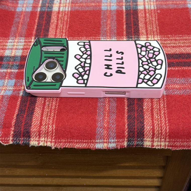 Cute Chill Pills Silicone Pink iPhone Case