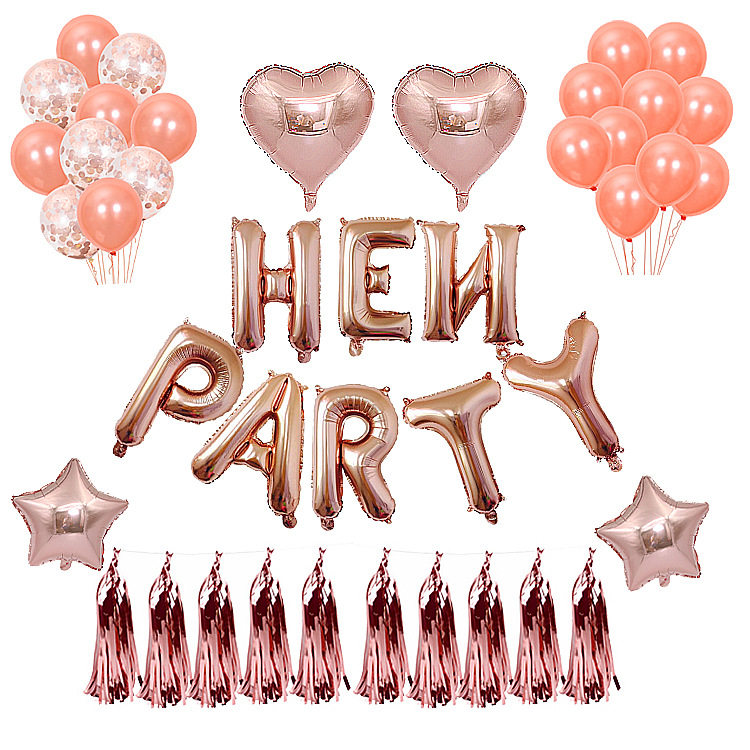 Single Party Venue Placement Rose Gold Hen Party Decorative Supplies Paper Flow Suliang Film Balloon Suit