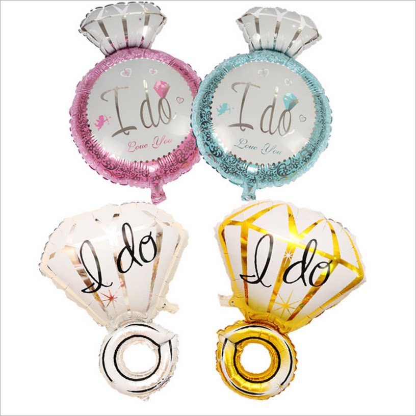 Wedding Supplies Valentine's Day Table White Courting Wedding Diamond Ring Aluminum Film Balloon Wedding Wedding Party Decorative Balloons