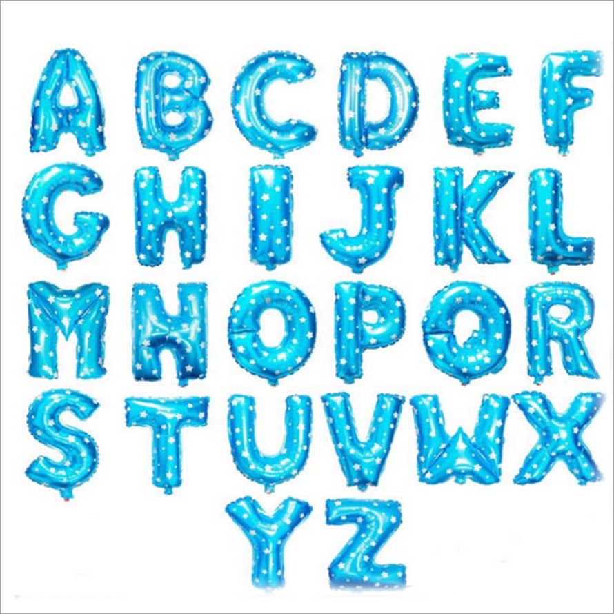 16 Inch Blue Star Alphabet Aluminum Film Balloon Wedding House Gift Birthday Decoration Party Arrangement Letter DIY Combo