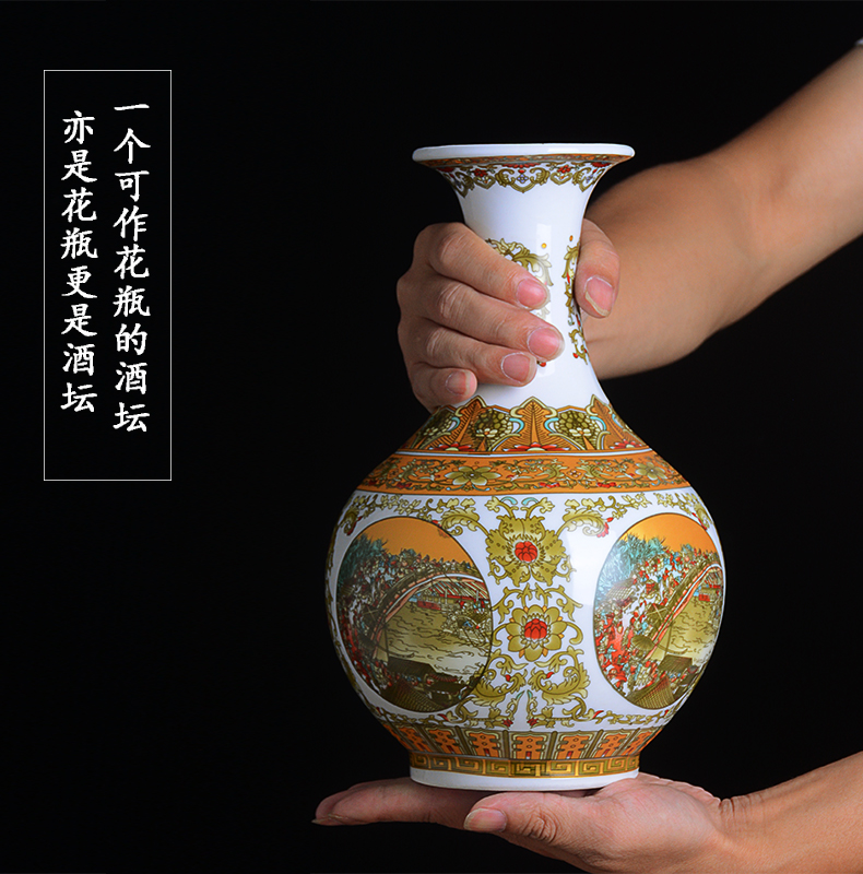 Archaize of jingdezhen ceramic wine jar three catties qingming scroll liquor bottles sealed mercifully wine