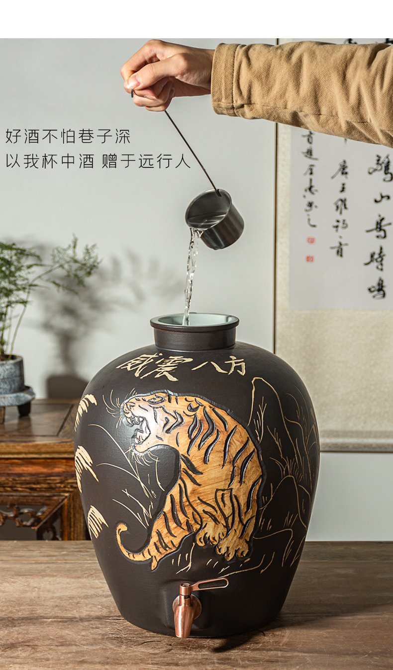 Jingdezhen ceramic wine jars home 50 to 10 jins 20 jins liquor cylinder with leading hoard sealed bottles