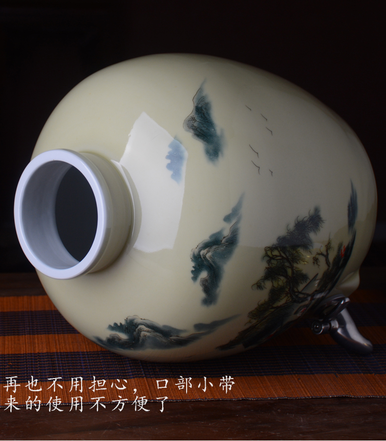 Jingdezhen ceramic wine jars home 10 jins 20 jins 30 to old seal wine liquor empty cylinders with the tap