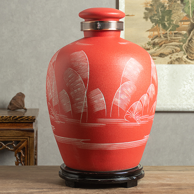 Jingdezhen ceramic wine jars with leading domestic 10 jins 20 jins 50 aged liquor cylinder seal wine bottles