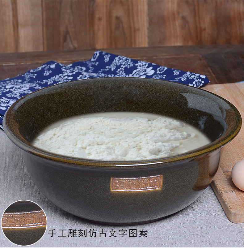 Knead jingdezhen ceramic face basin of household kitchen hair wash basin that wash a face with thick egg bowl cuisine fruit salad bowl