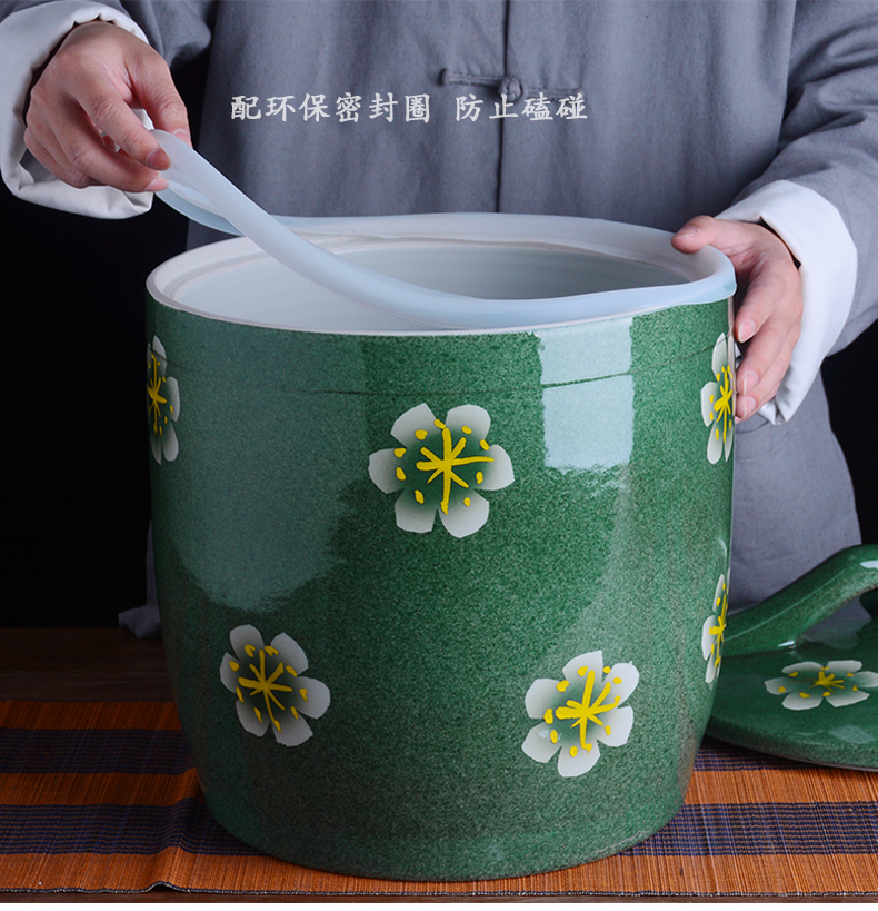 Jingdezhen ceramic barrel with cover home 10 jins 20 to 30 jins flour barrels old insect - resistant seal storage tank
