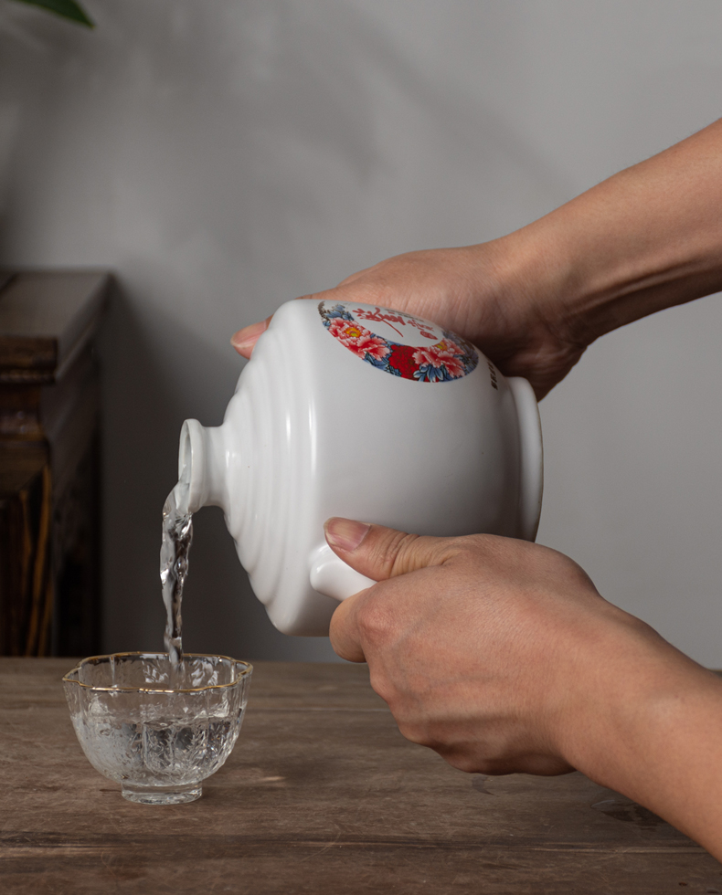 Jingdezhen ceramic jar home 1 catty 2 jins of three jin of 5 jins of 10 small bottles with ancient seal wine gift box