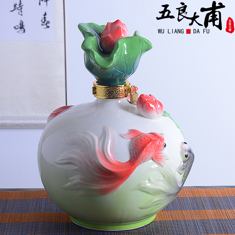 Jingdezhen ceramic 10 jins to take gift box protoplasmic wine jar art furnishing articles empty bottle seal wine pot