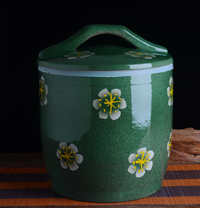 Jingdezhen ceramic barrel with cover home 10 jins 20 to 30 jins flour barrels old insect - resistant seal storage tank