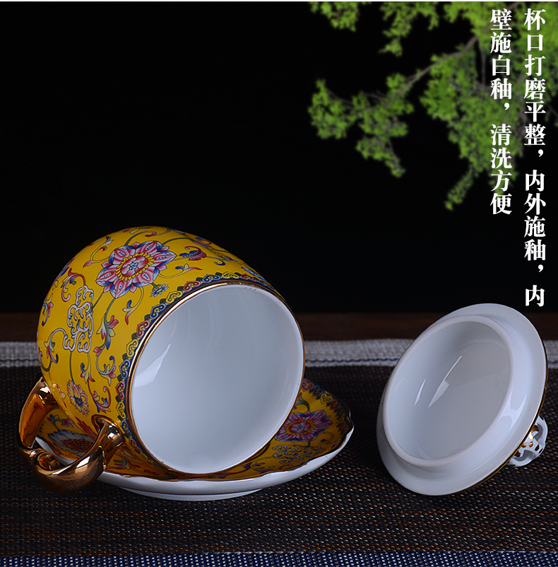 Jingdezhen ceramic boss cup cup tea cup working meeting of the wind box palace restoring ancient ways with cover plate making tea cup