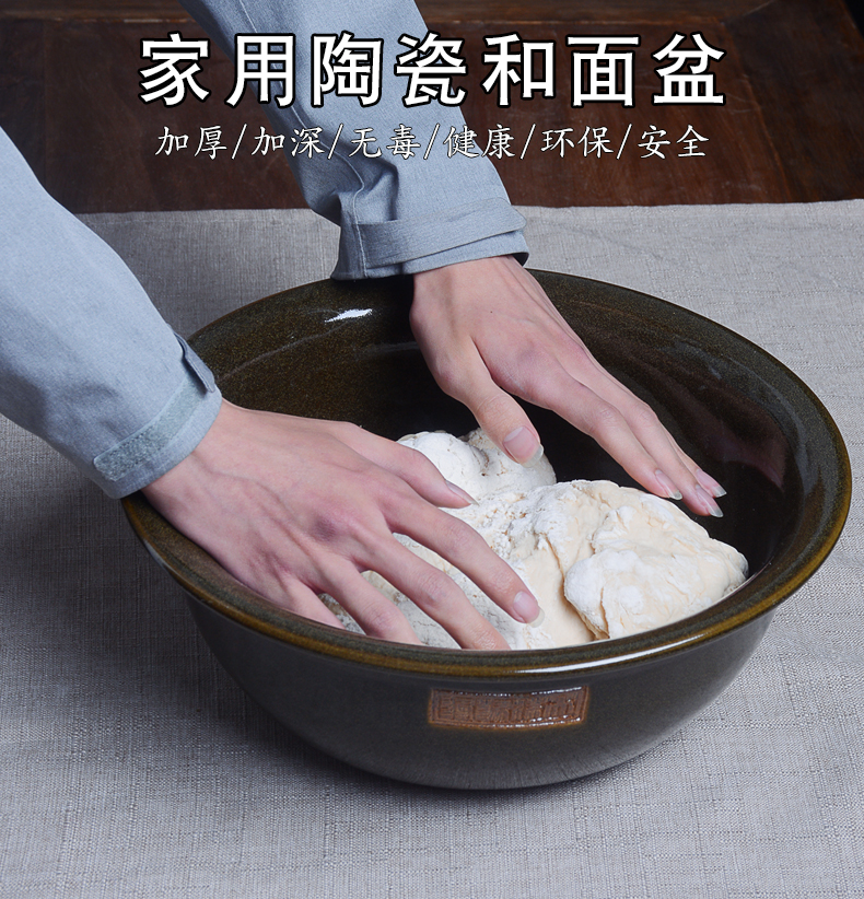 Knead jingdezhen ceramic face basin of household kitchen hair wash basin that wash a face with thick egg bowl cuisine fruit salad bowl