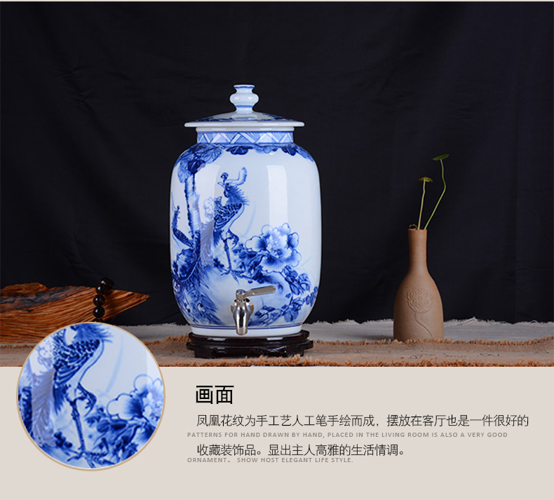 Jingdezhen ceramic altar empty mercifully 15 kg big jars it liquor jugs hand - made porcelain household seal wine jar