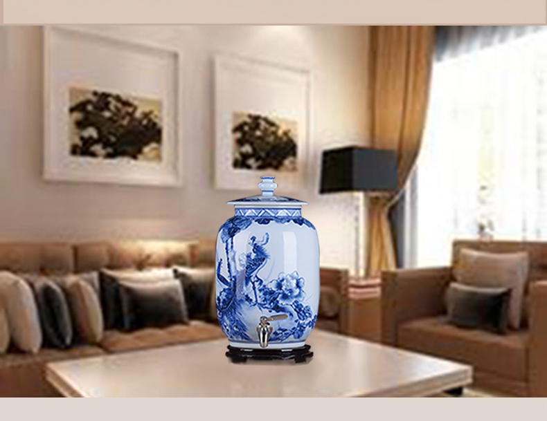 Jingdezhen ceramic altar empty mercifully 15 kg big jars it liquor jugs hand - made porcelain household seal wine jar