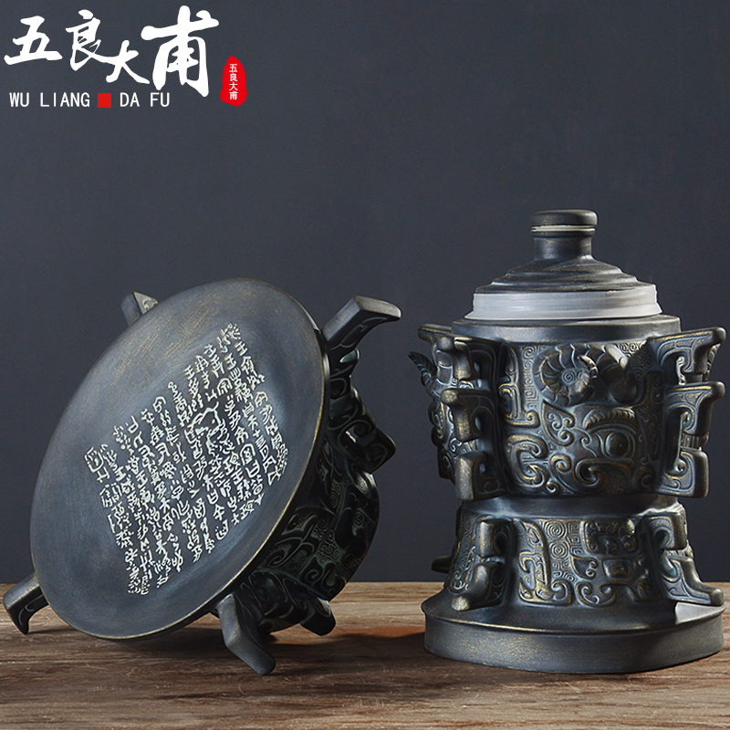 An empty bottle of jingdezhen ceramic home three catties 5 antique bronze powder wind hip seal wine wine jars
