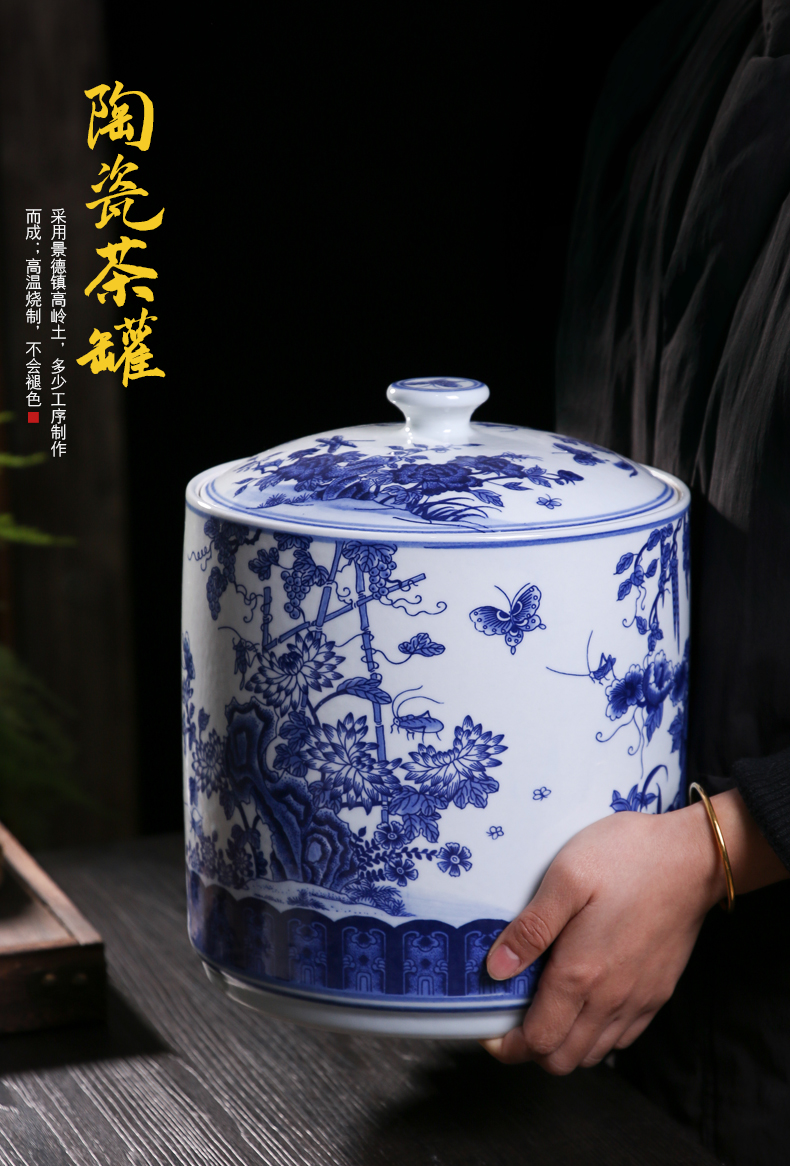 Jingdezhen ceramic tea pot of bread seven large pu seal can save tea urn detong wake receives ceramic tea urn