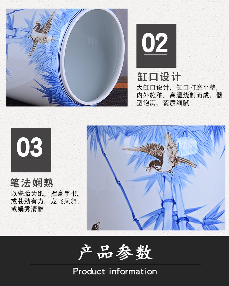 Jingdezhen hand - made ceramic barrel with cover with 25 kg pack old flour barrels moistureproof insect - resistant seal pot in the kitchen