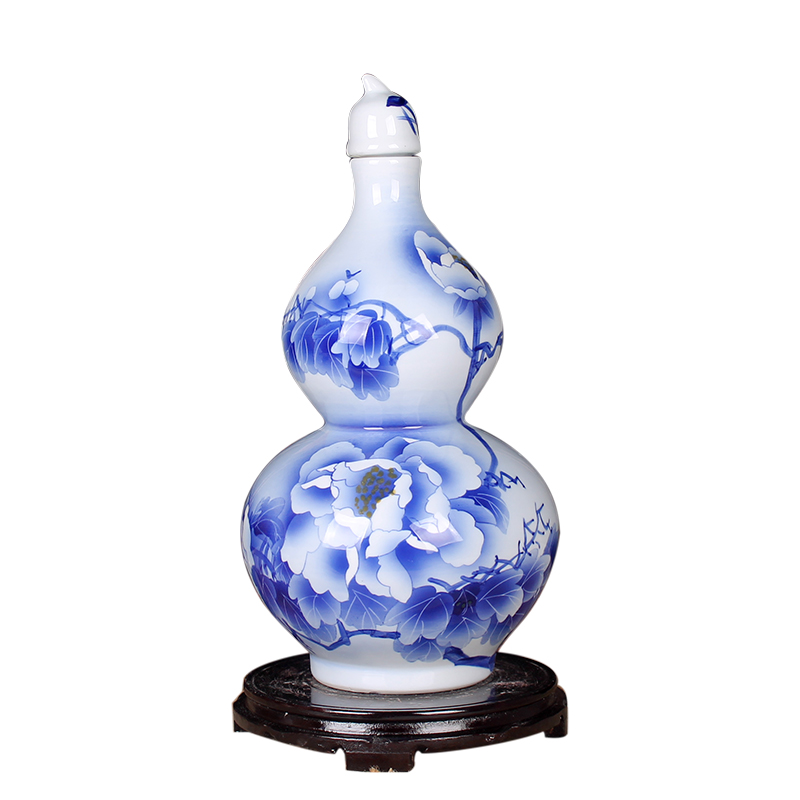 Gourd bottle hand - made ceramics jingdezhen ceramics hip wine wine sealed container 10 jins of bottle
