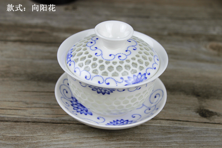 Jingdezhen Linglong gốm tổ ong rỗng ba bát trà tách trà Kung Fu bộ bát trà cung cấp đặc biệt - Trà sứ ấm pha trà giữ nhiệt