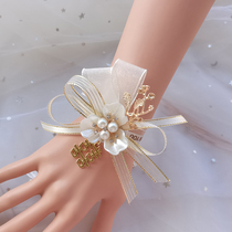 Bridesmaid wrist flower Sister hand flower Bride Sen department high-end wedding wedding bracelet Korean European super fairy accessories