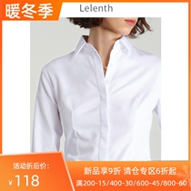 Tencel silk cotton professional white long sleeve shirt female 2021 autumn new commuter slim work overalls blue shirt