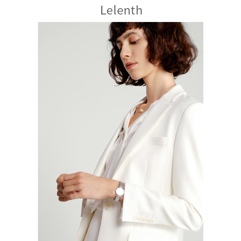 2021 spring and summer commuter thin slim suit jacket Feminine temperament simple medium and long version casual elegant white suit