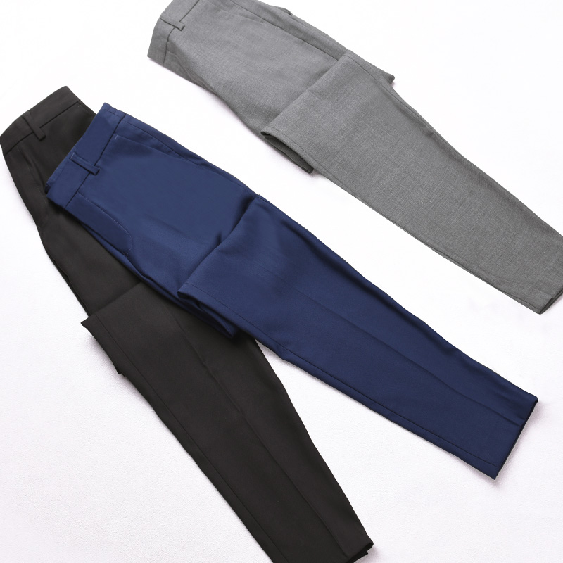 2020 spring and summer Black suit pants Women's professional slim straight pants Work commuter work pants Elastic waist formal pants