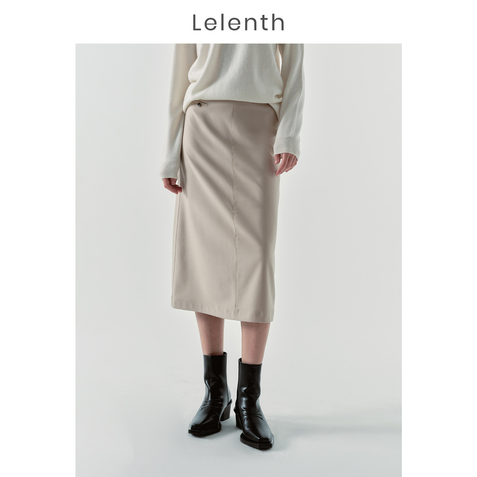 Commuter High waist and half body dress 2022 spring and summer new temperament slim fit medium long dress black bag hip over knee professional dress