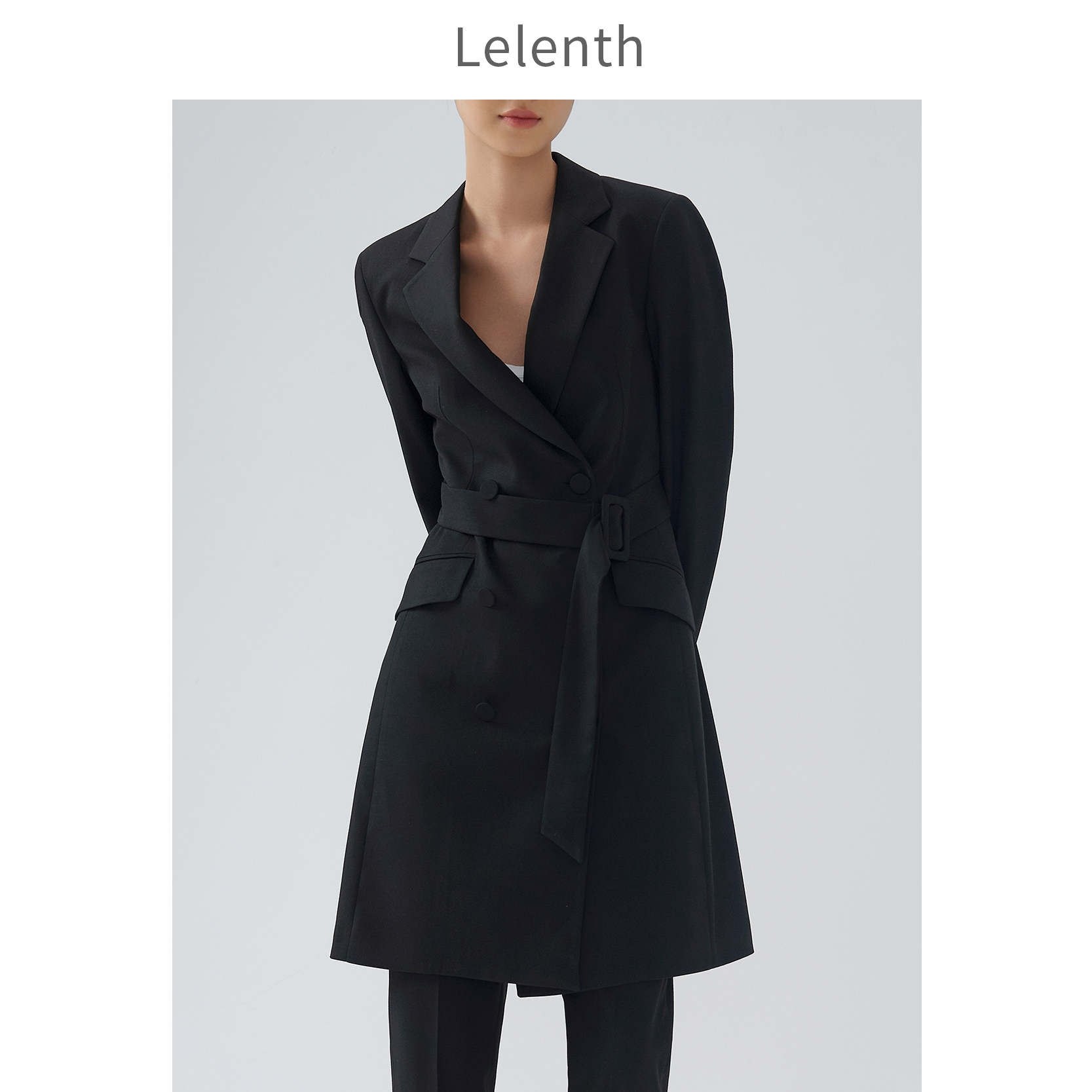 Lehlen high-end minimalist temperament stylish double-row buttoned wind clothes female spring Cognitive Commute Card in its color medium long version of the jacket