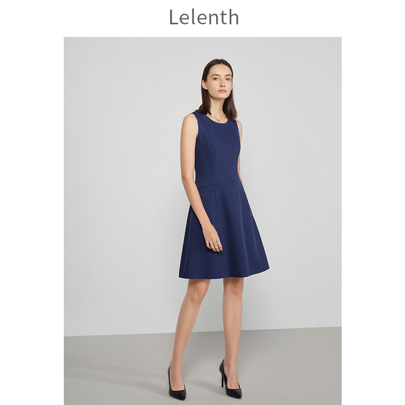 Deep Blue Commuter Educated Foreign Dress Temperament Slim Mid-Length Skirt Elegance Professional Women's Atmospheric Minimalist Skirt